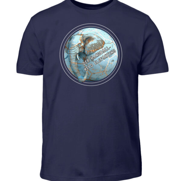 Blaues Kinder-T-Shirt mit einem Elefanten darauf.