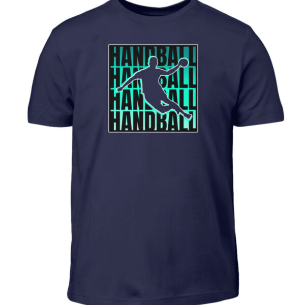 Ein Handball-Kinder-T-Shirt mit dem wiederholten Wort „Handball“.