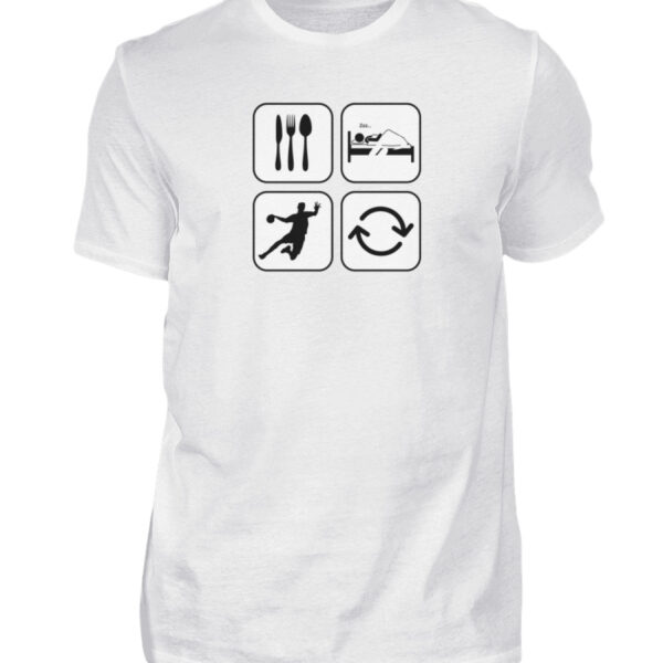 Essen Schlafen Handball Wiederholen # - Herren Shirt-3
